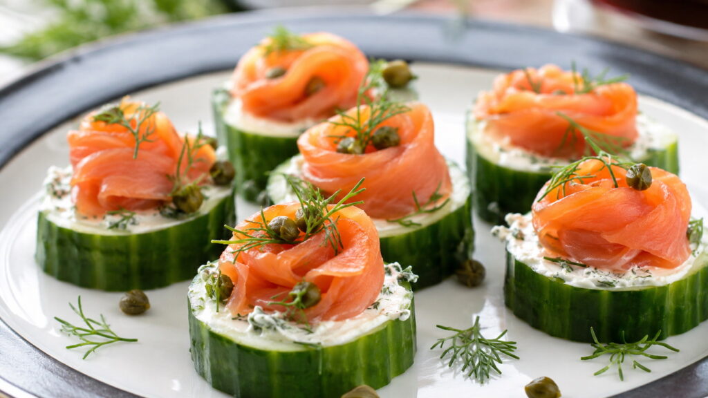 Chatelaine Smoked Salmon Roll on Cucumber Recipe