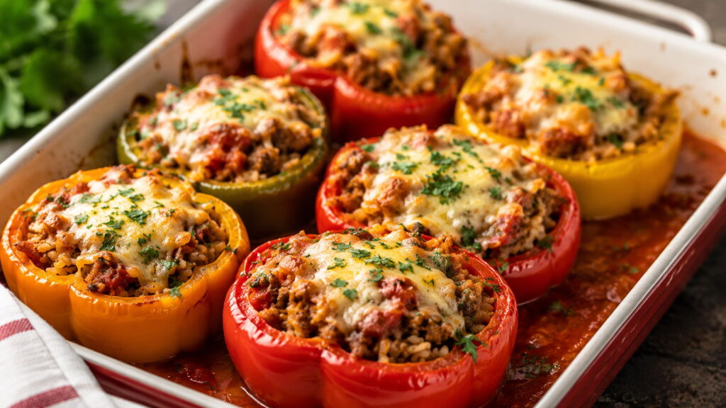 Stuffed Peppers Recipe with Rice and Ground Beef