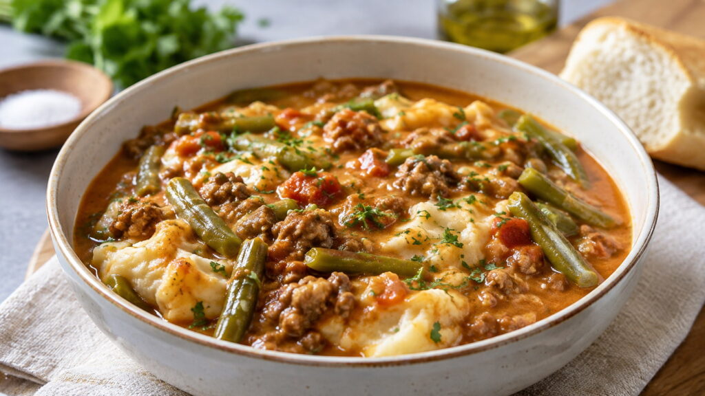 Hamburger Green Beans Tomato Soup Mashed Potatoes Recipe
