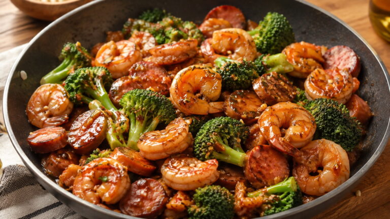 Honey Garlic Shrimp Sausage and Broccoli Recipe